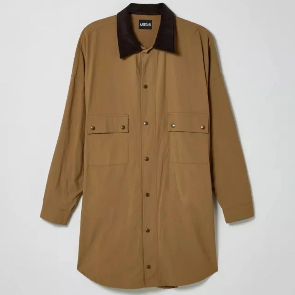AJOBYAJO Oversized Wax Shirt Jacket Barn Chore Tan Brown NWT